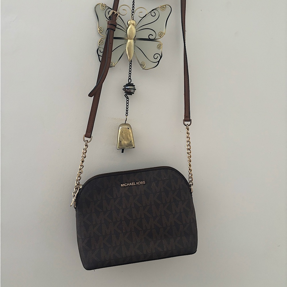 Michael Kors Dark Brown Monogram Crossbody Bag